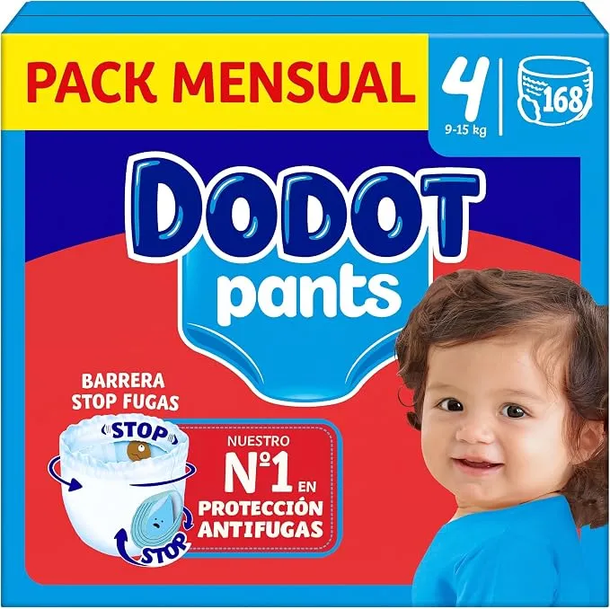 Dodot Pants Pañales Talla 4, 168 Unidades (9-15 kg)