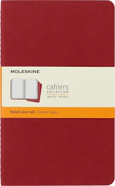 Moleskine Cahier Journal: Set de 3 Cuadernos Rayados Large Rojo