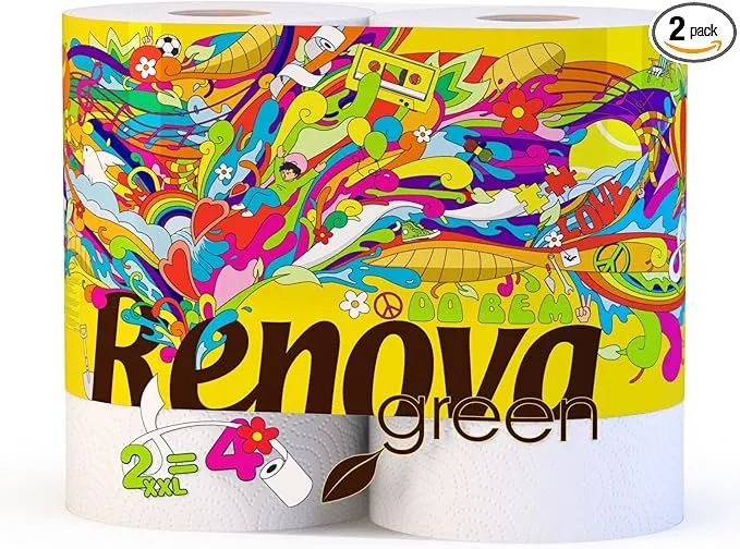 Renova Green, Papel de Cocina Reciclable XXL, 2 Rollos
