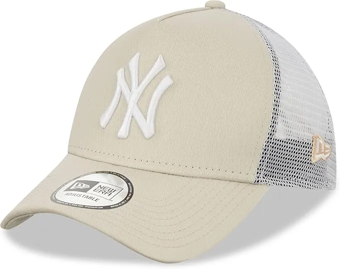 New Era New York Yankees MLB League Essential Beige Blanco A-Frame Gorra de Camionero Ajustable
