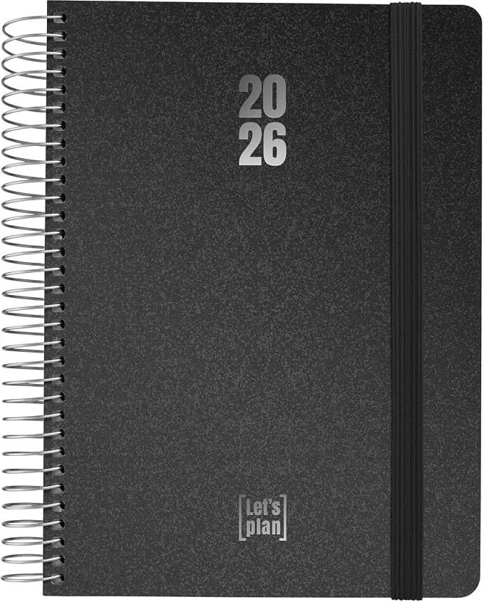 Grafoplas Agenda 2026 Día por Página Metallic Negro 15x21cm