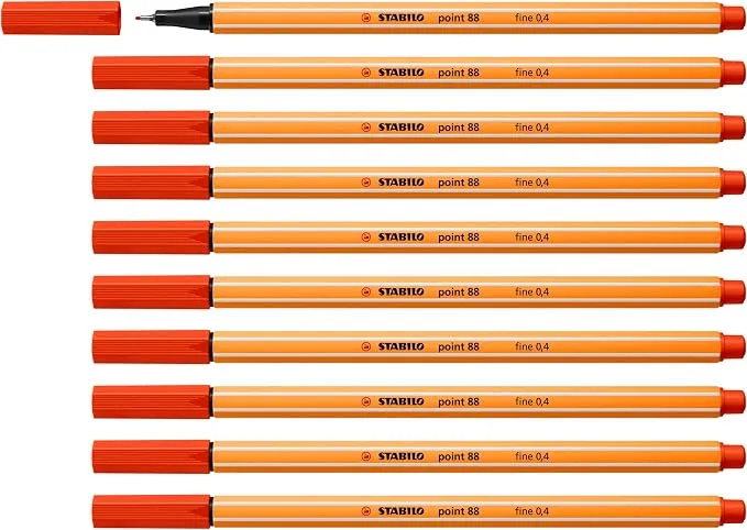 Pack 10 Rotuladores Stabilo Point 88 Punta Fina 0.4mm Rojo