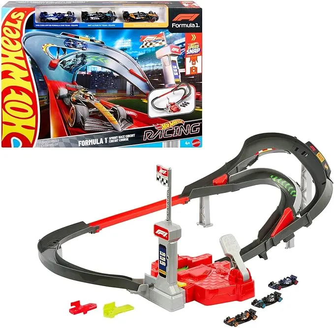 Circuito Hot Wheels F1 con 3 Coches de Fórmula 1 para Carreras Intensas