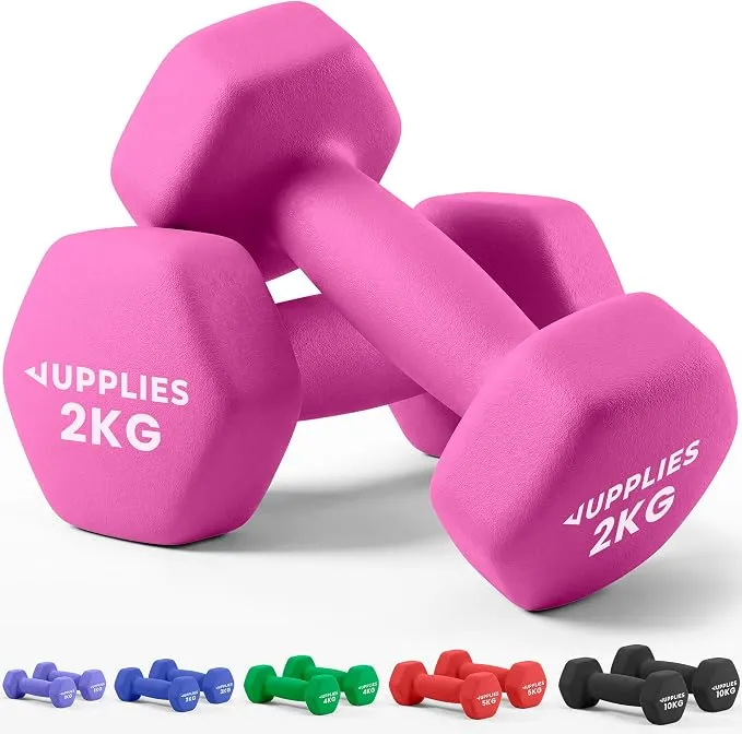 JUPPLIES Juego de Pesas y Mancuernas de Neopreno (2kg, Pack de 2)