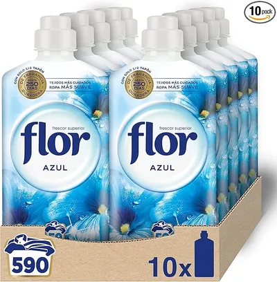 Flor - Suavizante para la ropa concentrado, original frescor superior - Pack de 10, hasta 630 dosis