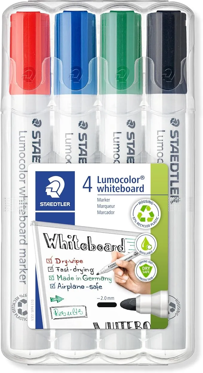 Staedtler Lumocolor - Rotuladores para pizarra blanca, 4 colores