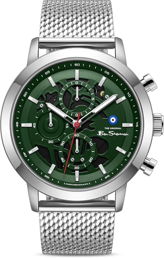 Reloj Cronógrafo Ben Sherman Nottingham para Hombre con Correa de Piel y Esfera Plateada