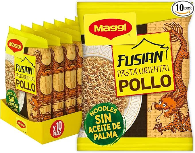 Pack 10 Latas Maggi Pasta Oriental Fusian Noodles Sabor Pollo