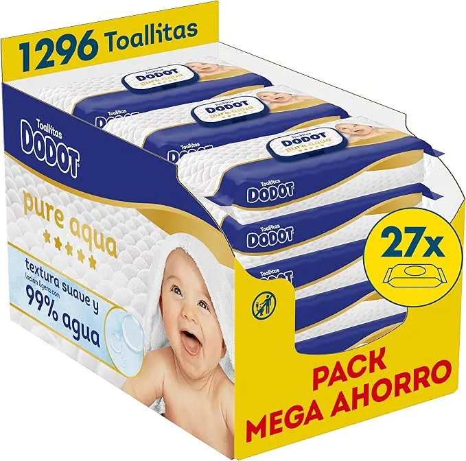 Pack Ahorro Toallitas Bebé Dodot Pure Aqua (1296 unidades)