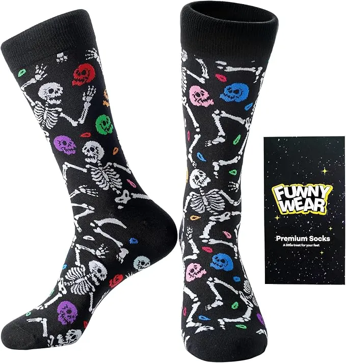BISOX Calcetines Halloween Hombre con Estampado de Calaveras