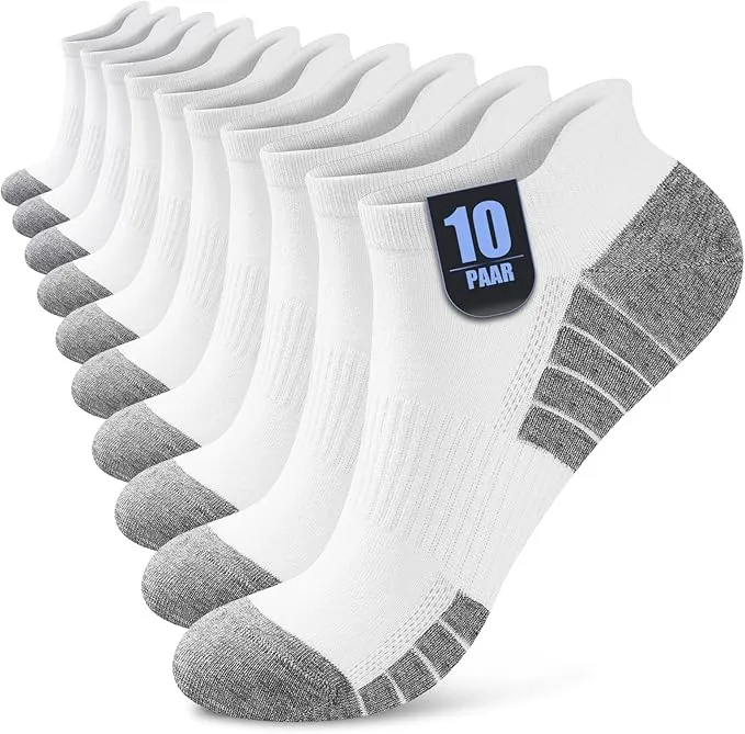 Effeet 10 Pares Calcetines Tobilleros de Algodón Transpirables (Hombre/Mujer)