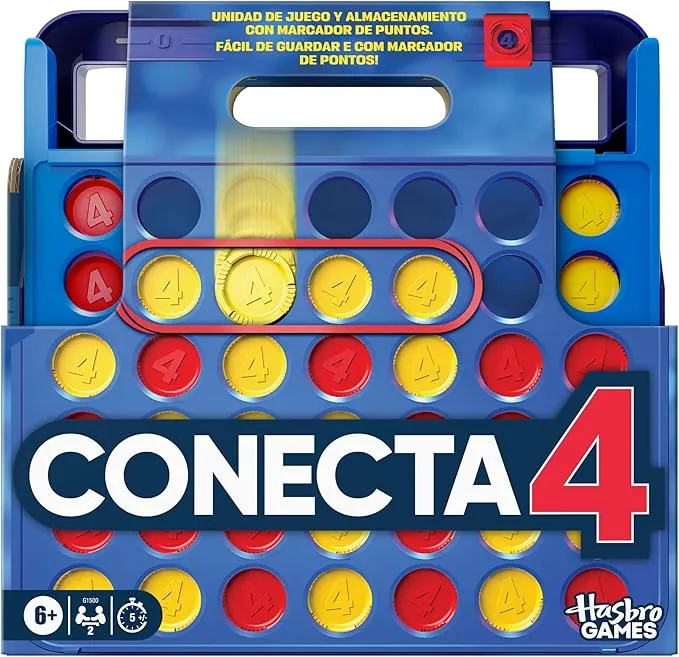 Juego Conecta 4 Hasbro Clásico con Estuche Todo en Uno