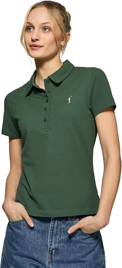 Polo Club Polo Mujer Verde Botella Algodón Manga Corta