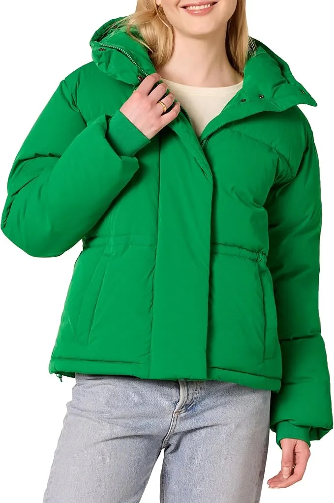 Chaqueta Acolchada Corta con Capucha y Cintura Ajustada Mujer