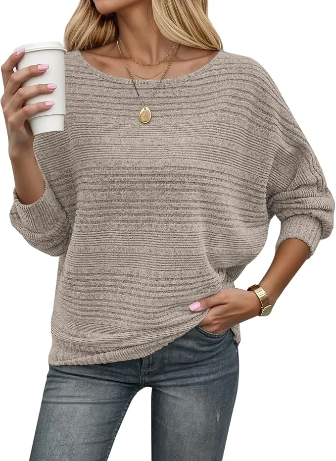 WNEEDU Jersey Mujer Otoño Invierno Fino Punto Rayado Suéter Elegante