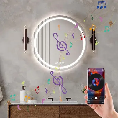 Espejo de Baño LED Bluetooth 50cm Ratsamee con Antivaho y 3 Tonos de Luz