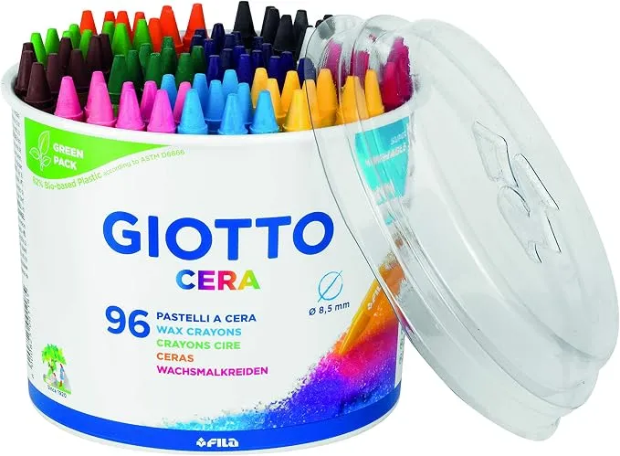 Ceras Súper Lavables GIOTTO Bio Plástico 96 unidades