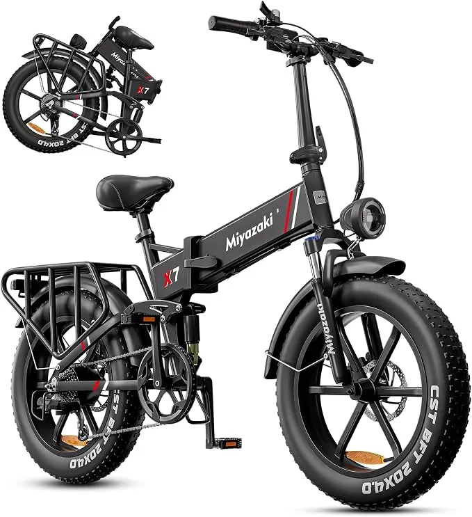 Bicicleta Eléctrica Plegable Miyazaki X7 Potente 250W - 120km Autonomía