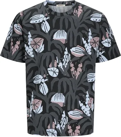 JACK & JONES Joralmeria AOP tee SS Crew Neck, Negro, L Hombres