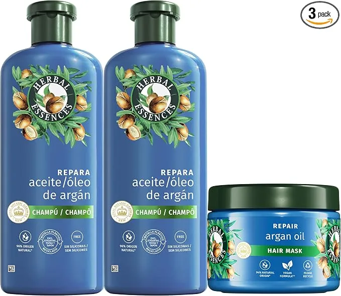 Herbal Essences Pack Champú Argán 2x350ml + Mascarilla 500ml Pelo Dañado