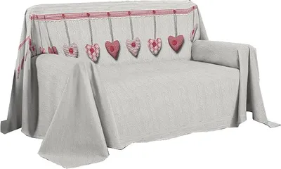 Funda de Sofá Pensieri Delicati Corazones 180x290 cm en Algodón Puro Italiano