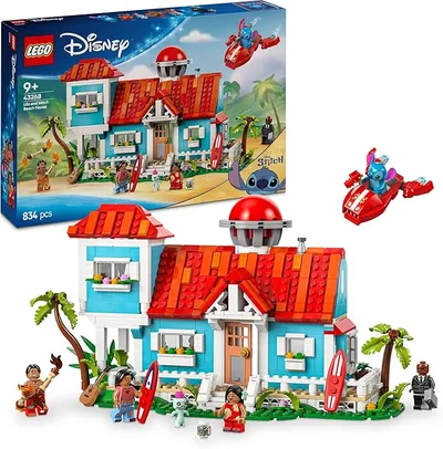 LEGO Disney Casa en la Playa de Lilo y Stitch con Nave Espacial y Minifiguras