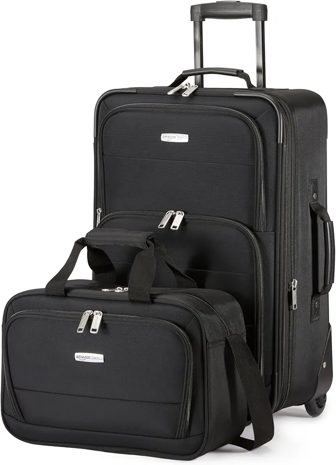 Amazon Basics Juego de Equipaje Blando de 2 Piezas, Maleta de Mano Expandible y Bolsa de Mano