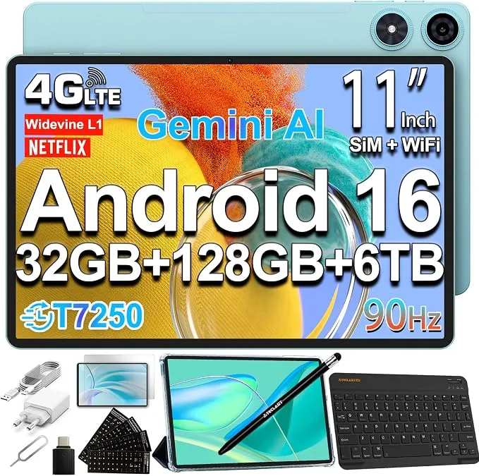 TECLAST P50 Tablet 11" Android 16GB RAM, 128GB Almacenamiento Ampliable, 4G LTE, Pantalla 90Hz