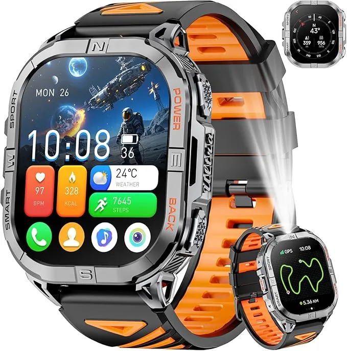 Joautrial Smartwatch Militar GPS AMOLED 2.13" con Linterna Led y Barómetro
