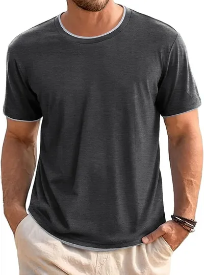 Wayleb Camiseta Hombre de Manga Corta con Cuello Redondo