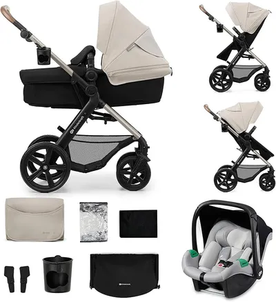Kinderkraft MOOV2 Carrito Bebé 3 en 1 - Gris, Desde el Nacimiento