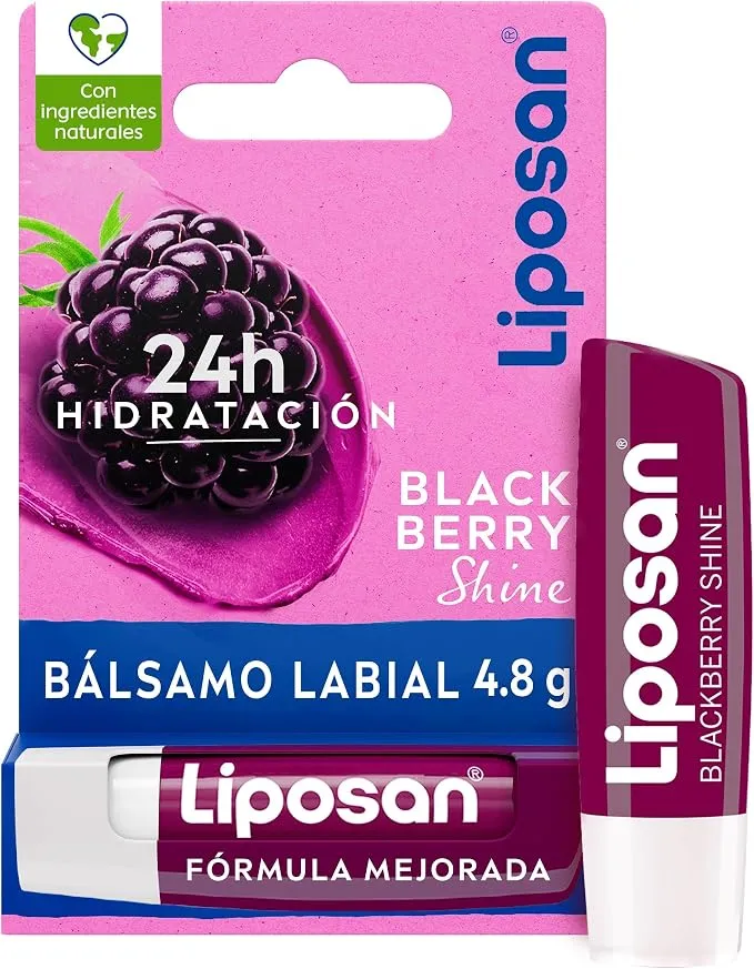 Liposan Blackberry Shine Bálsamo Labial Hidratante con Color y Aroma a Frambuesa