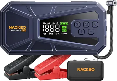 NACKEO Arrancador de Baterías Coche 8000A con Compresor 160 PSI y Linterna LED