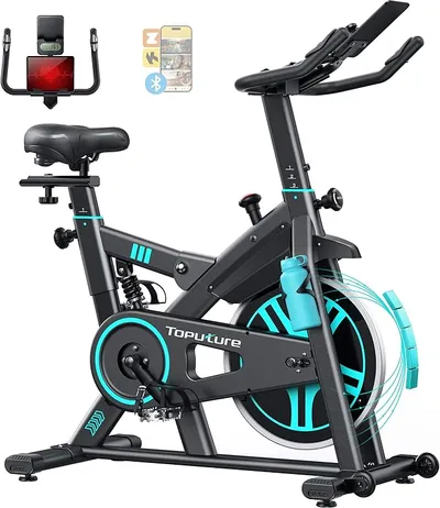 Toputure Bicicleta Estática para casa con Amortiguación Mejorada y APP