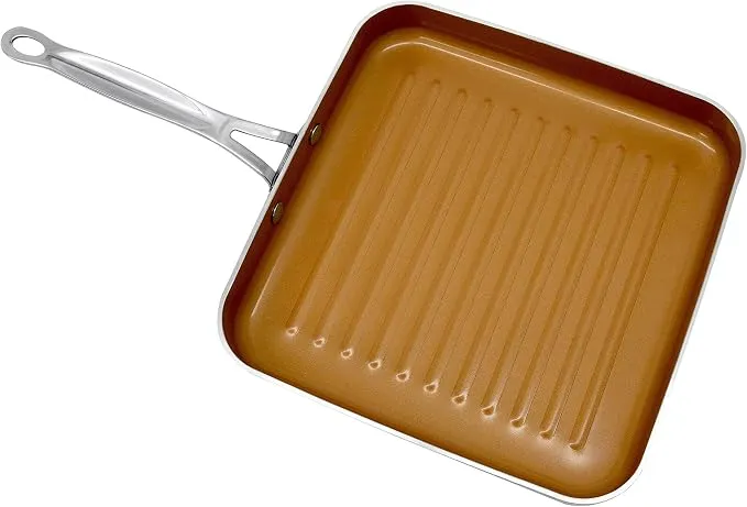 GOTHAM STEEL Sartén Parrilla Cuadrada Antiadherente 10.5''