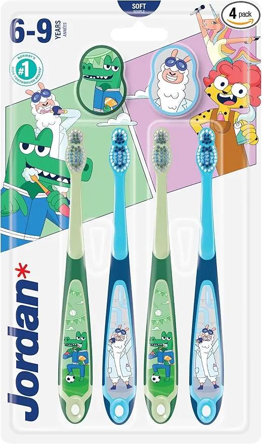 Pack 4 Cepillos de Dientes Jordan Step 3 para Niños 6-9 Años