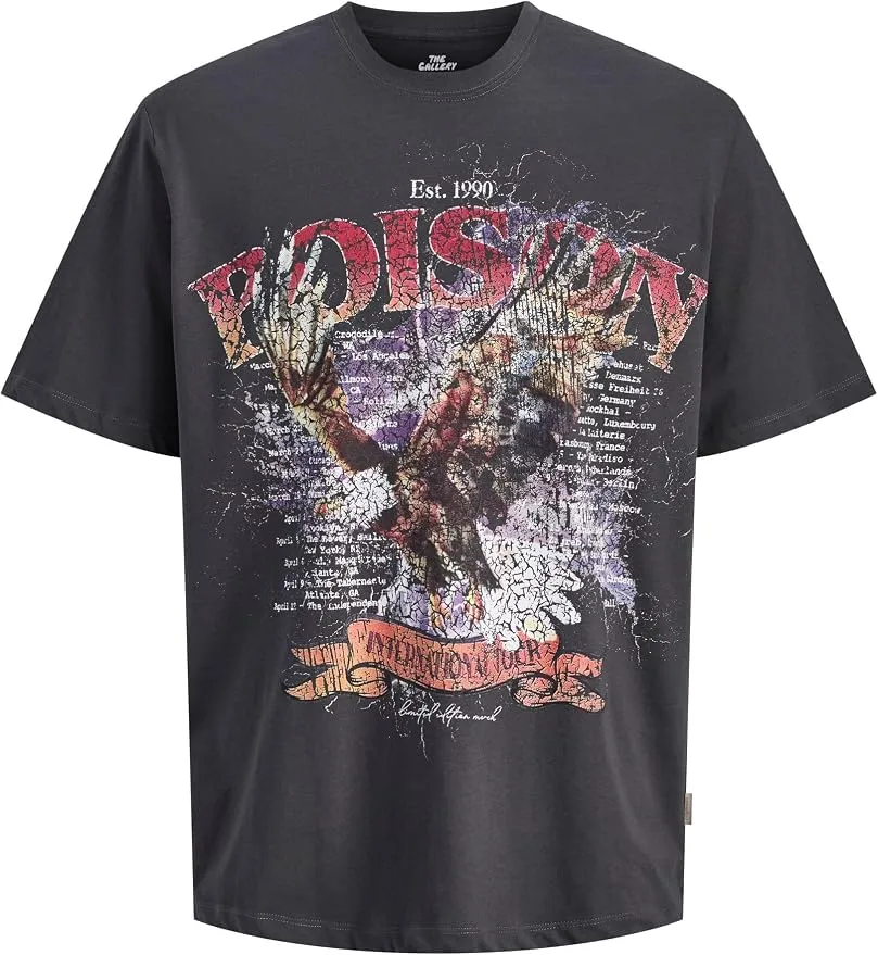 Camiseta gris de corte loose fit con impresión posterior