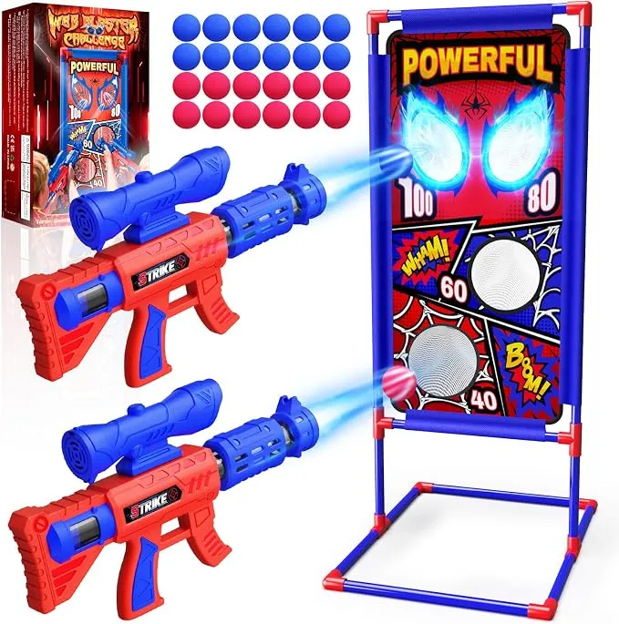Lote de Juguetes para Niños con 2 Pistolas Air, Dianas y Bolas de Espuma