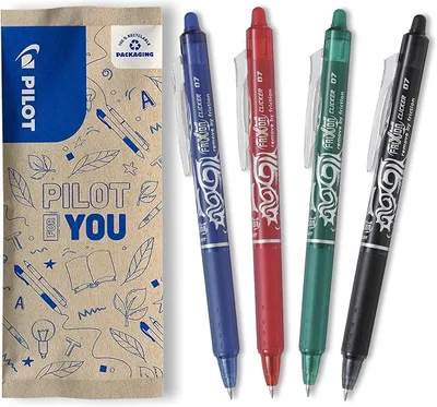 Pack Bolígrafos Pilot FriXion Ball Clicker 07 (Negro, Azul, Rojo, Verde)