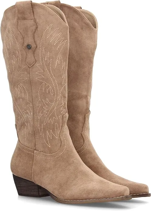Botín Campero con Grabado y Tacón Bajo para Mujer - Colección Otoño Invierno 2023