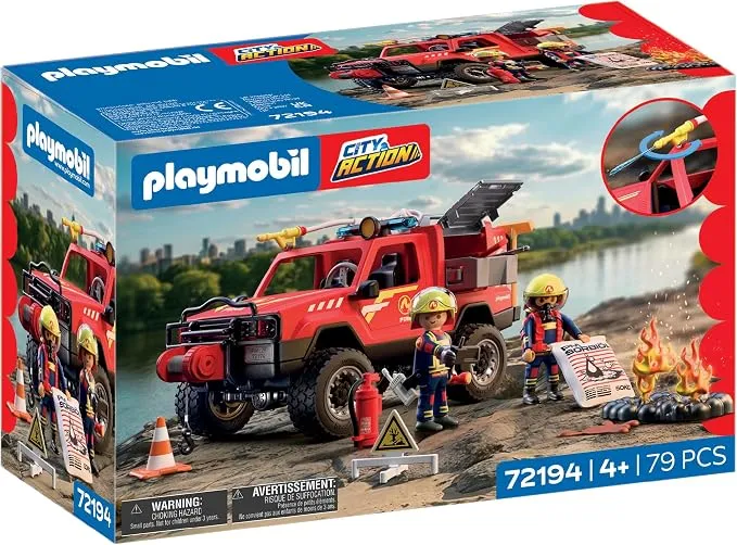 Playmobil City Action Pick-up de Bomberos con Chorro de Agua y Accesorios