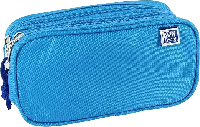 Estuche Escolar Oxford 3 Compartimentos Azul Turquesa