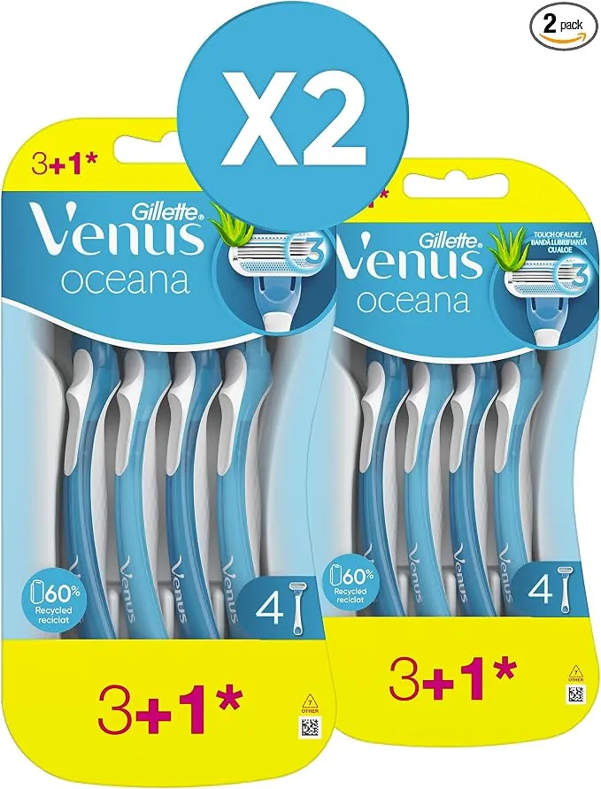 Gillette Venus Oceana Maquinillas Desechables Para Mujer - Pack de 2 (8 Unidades Totales)