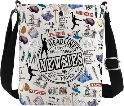 MYSOMY Newsies - Bandolera musical con texto en inglés "Don't Sell Papes Newsies" - Bolsa de hombro musical