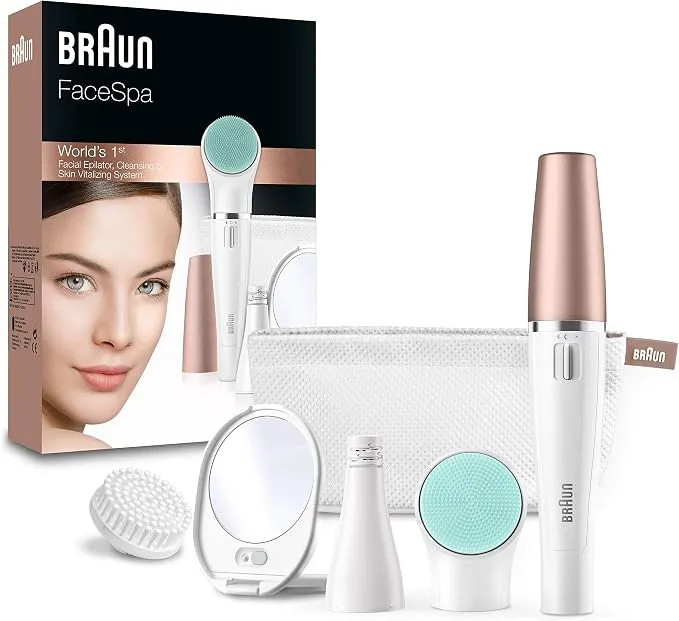 Braun Depiladora Facial Mujer FaceSpa 851V - Sistema 3 en 1, Oro Rosa