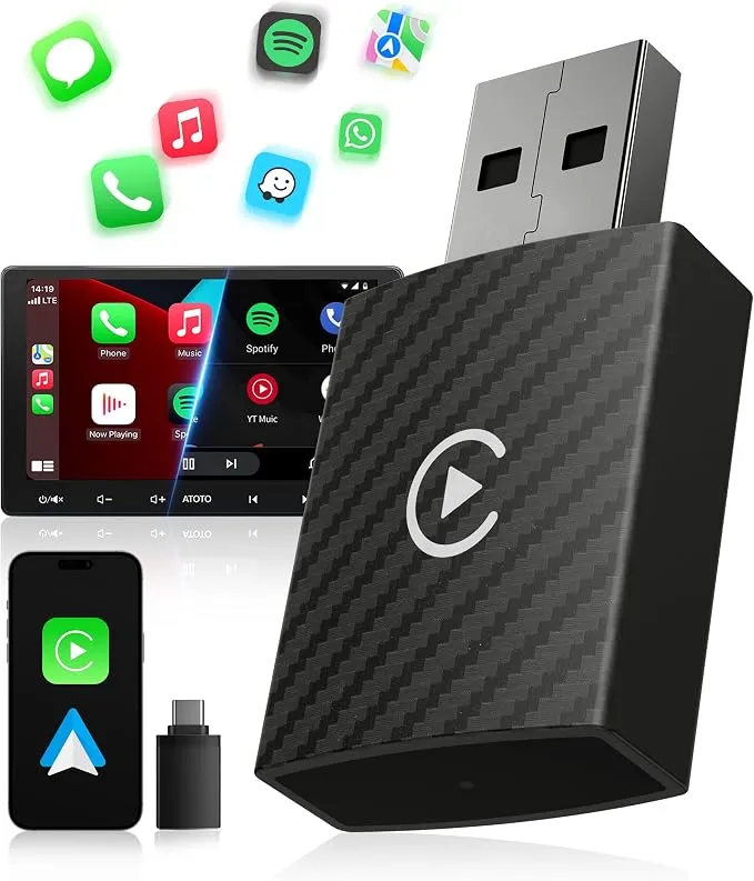 WityEye Adaptador CarPlay y Android Auto Inalámbrico 2 en 1