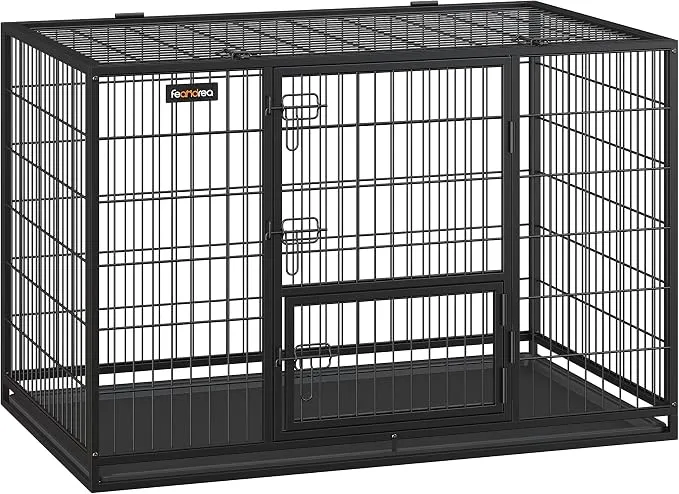 Feandrea Jaula para Perros con Doble Puerta y Diseño Antiescape