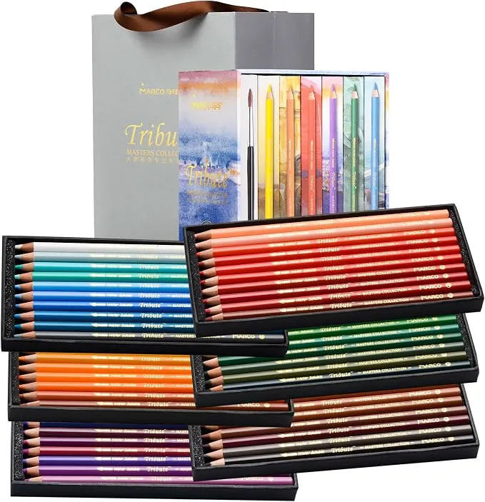 Lote de Lápices de Colores MARCO para Adultos (60 Colores a Base de Aceite, Soluble en Agua)