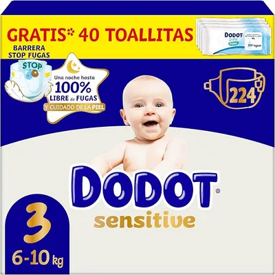 Dodot Pañales Bebé Sensitive Talla 3 (6-10 kg) - Pack Completo