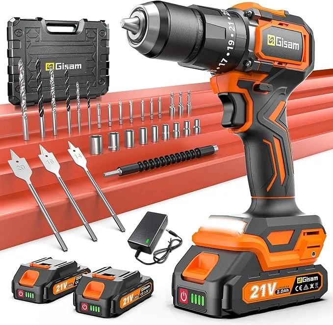 Taladro a Batería 21V Inalámbrico Brushless 1200W 75Nm con 2 Baterías y 29 Accesorios